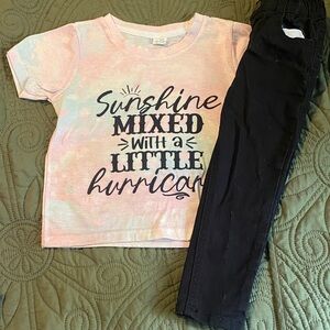Kids Pink Graphic T-Shirt and Black skinny jeans
